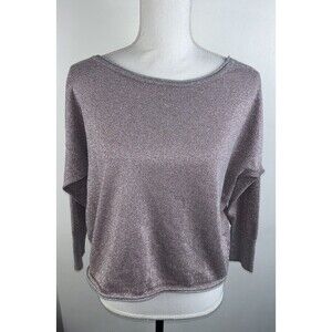 Victoria’s Secret Dolman Sleeve Shimmer V-Neck Back Top Pink Gray Silver Size S
